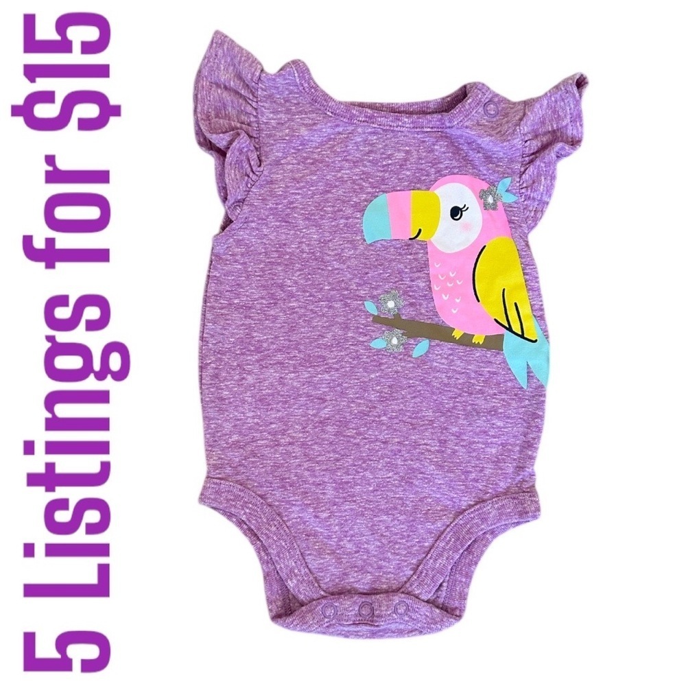 5/$15 New Garanimals Toucan Tropical Baby Girl Onesie Bodysuit 0-3 Months